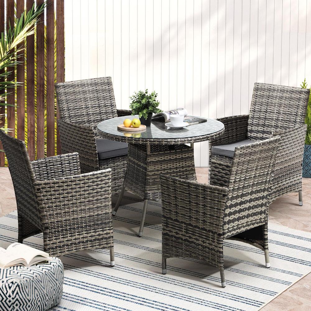 Sestre 5 Piece Wicker Rattan Outdoor Furniture Set | High Quality Weather Resistant Patio Garden Set
