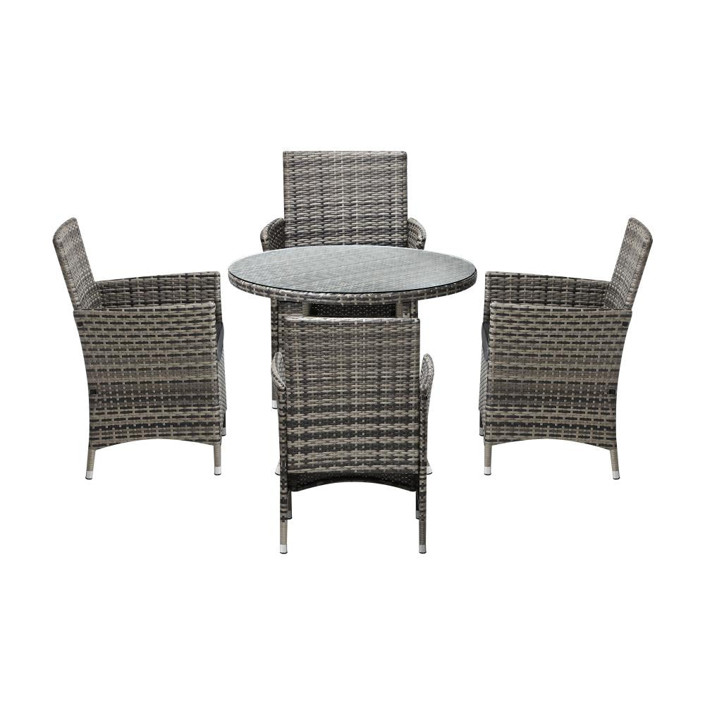 Sestre 5 Piece Wicker Rattan Outdoor Furniture Set | High Quality Weather Resistant Patio Garden Set