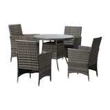 Sestre 5 Piece Wicker Rattan Outdoor Furniture Set | High Quality Weather Resistant Patio Garden Set