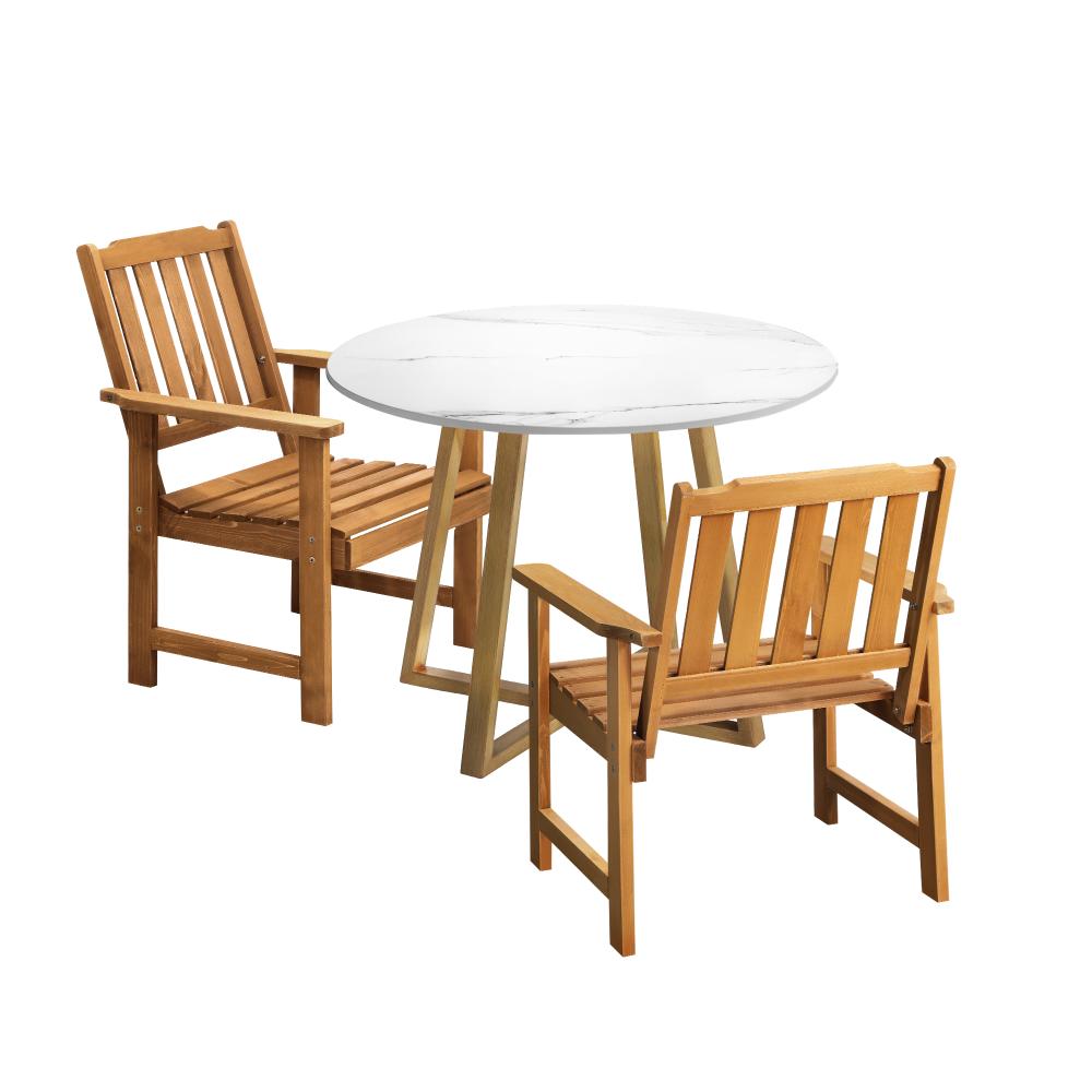 Designer Eros Marble Stone Style Table and Chair Outdoor Set | 3 or 5pc Soft Cushioned Chairs and Table Patio Furniture Set