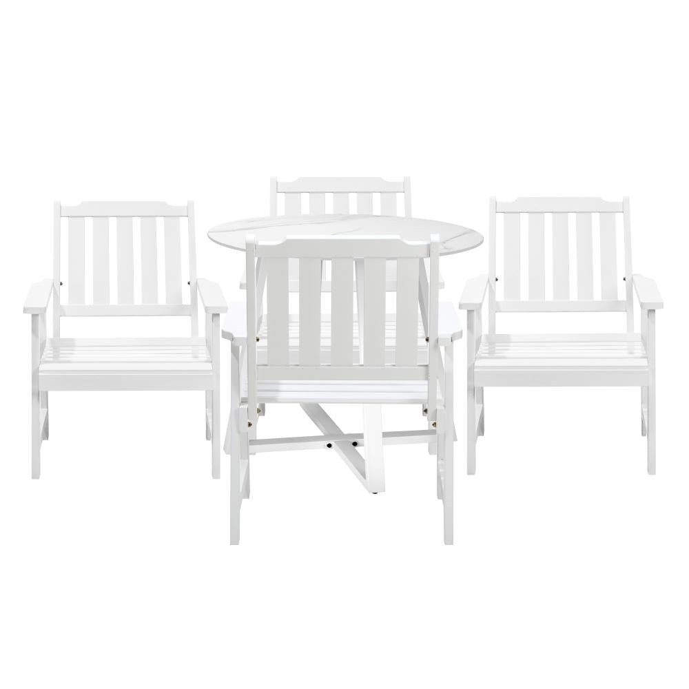 Designer Eros Marble Stone Style Table and Chair Outdoor Set | 3 or 5pc Soft Cushioned Chairs and Table Patio Furniture Set