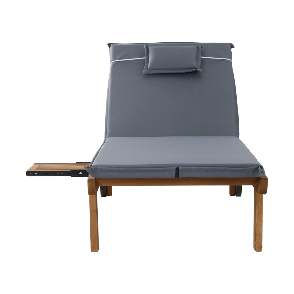 Monterosso Outdoor Cushioned Pool Loungers | Modern Adjustable Wooden Day Bed Sun Loungers