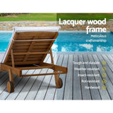 Monterosso Outdoor Cushioned Pool Loungers | Modern Adjustable Wooden Day Bed Sun Loungers