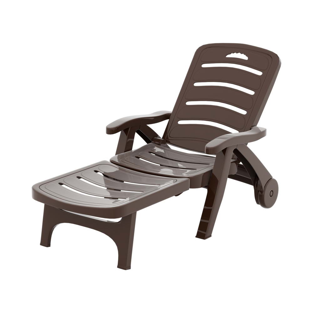 Amalfi Foldable Modern Sun Lounge | Weather Resistant Outdoor Pool Lounger Day Bed With Moveable Wheels