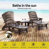 Amalfi Foldable Modern Sun Lounge | Weather Resistant Outdoor Pool Lounger Day Bed With Moveable Wheels