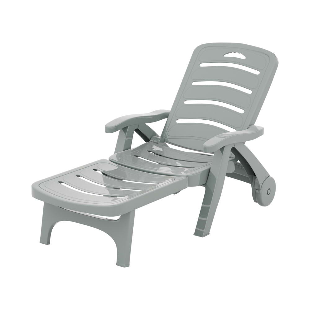 Amalfi Foldable Modern Sun Lounge | Weather Resistant Outdoor Pool Lounger Day Bed With Moveable Wheels