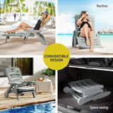 Amalfi Foldable Modern Sun Lounge | Weather Resistant Outdoor Pool Lounger Day Bed With Moveable Wheels