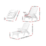 Amalfi Foldable Modern Sun Lounge | Weather Resistant Outdoor Pool Lounger Day Bed With Moveable Wheels