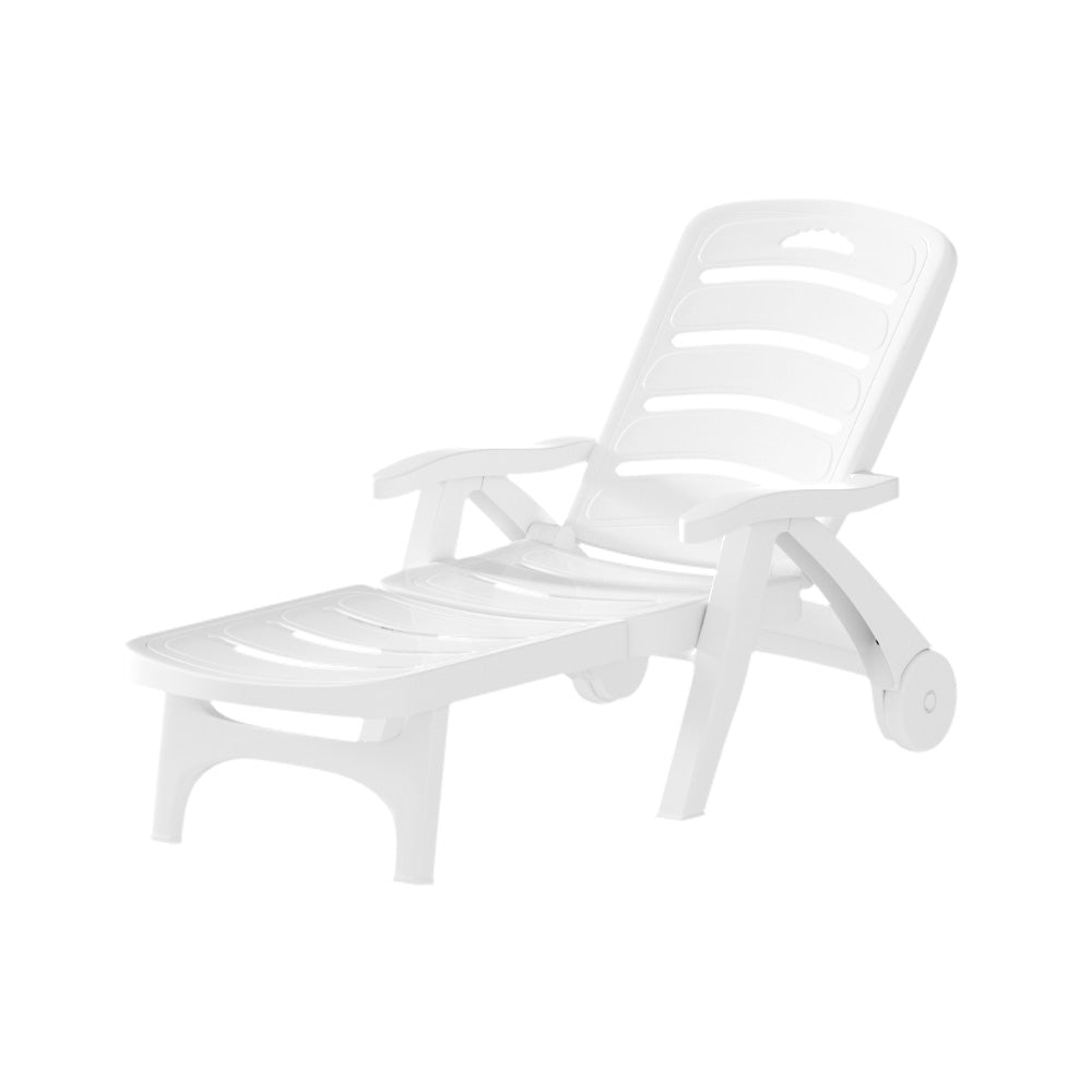 Amalfi Foldable Modern Sun Lounge | Weather Resistant Outdoor Pool Lounger Day Bed With Moveable Wheels