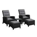 Amalfi Lux Rattan Wicker Outdoor Lounger Set | Weather Resistant Garden Patio Furniture | Adjustable Cushioned Lounger Sets