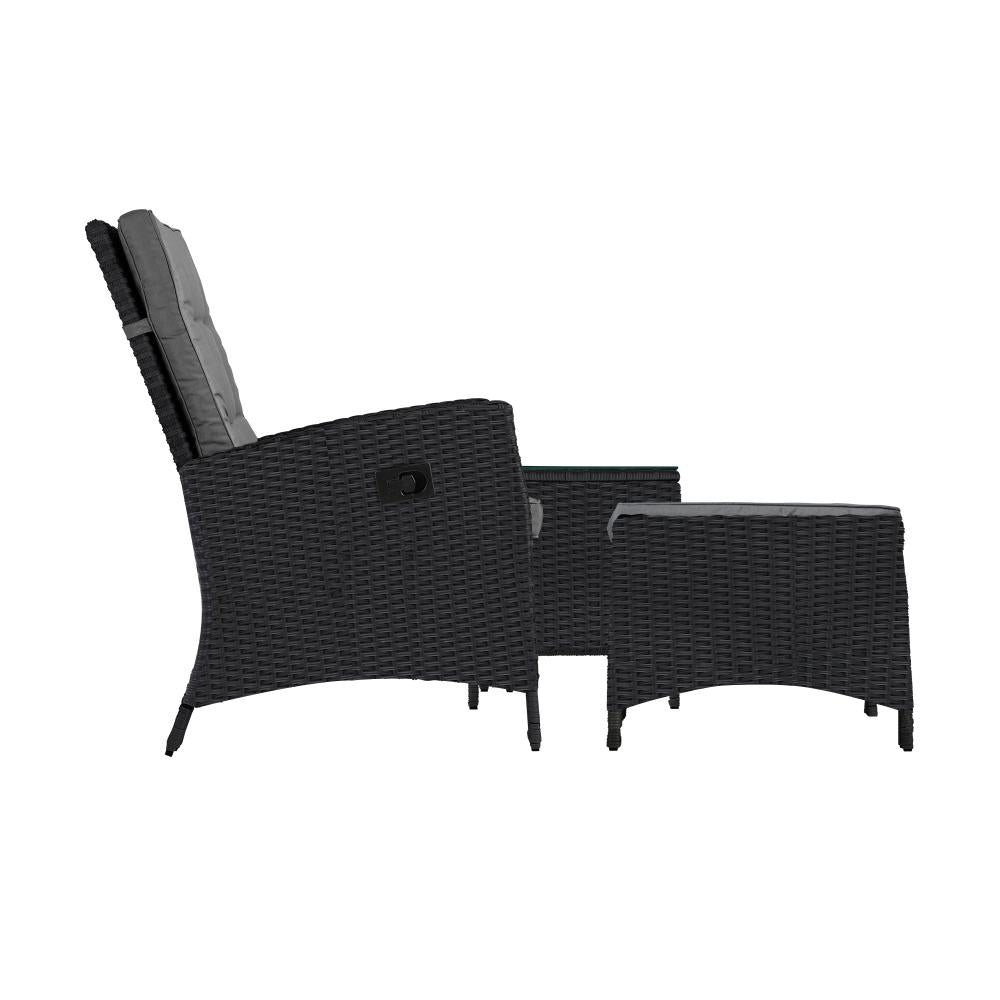 Amalfi Lux Rattan Wicker Outdoor Lounger Set | Weather Resistant Garden Patio Furniture | Adjustable Cushioned Lounger Sets