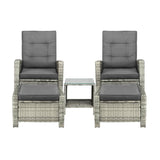 Amalfi Lux Rattan Wicker Outdoor Lounger Set | Weather Resistant Garden Patio Furniture | Adjustable Cushioned Lounger Sets