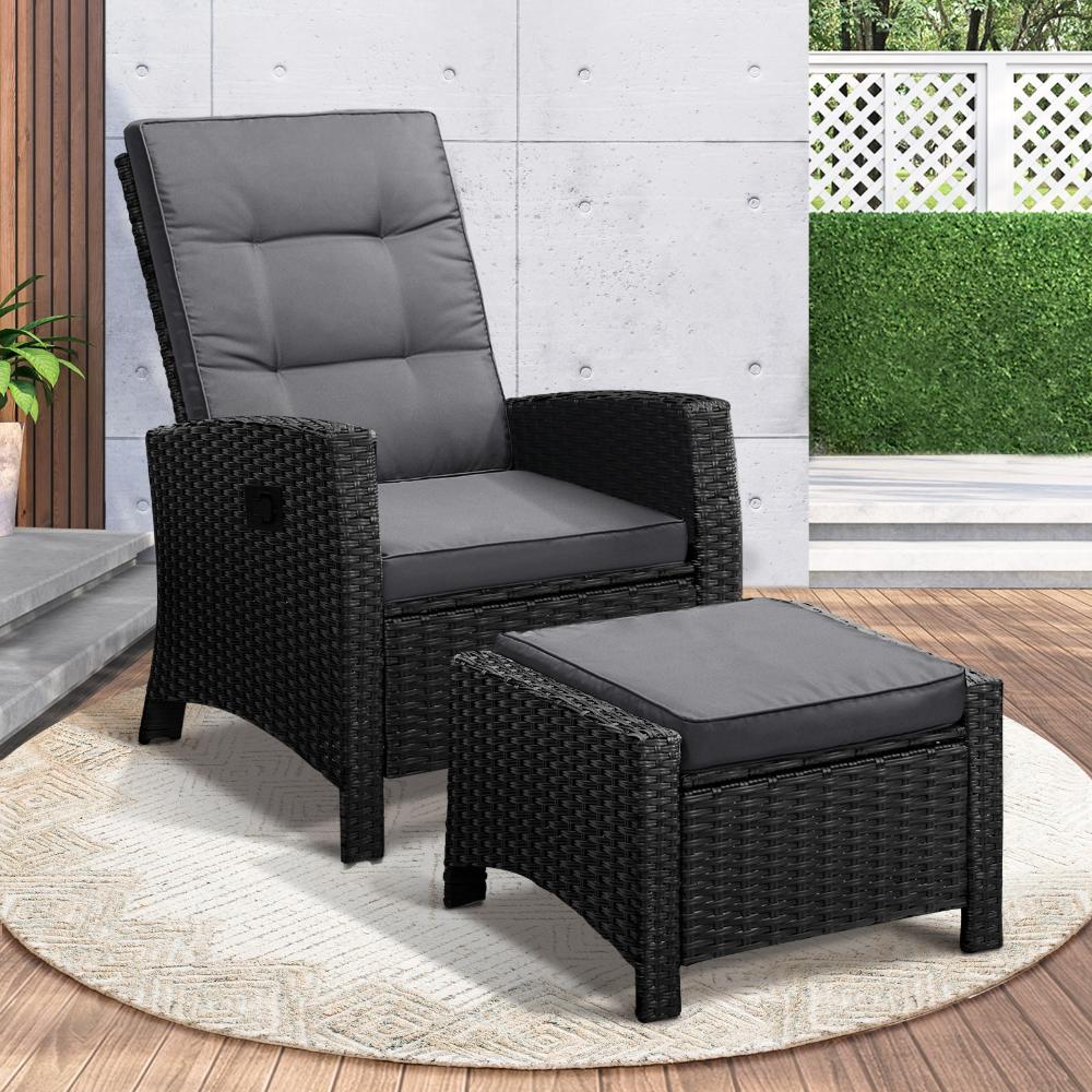 Amalfi Lux Rattan Wicker Outdoor Lounger Set | Weather Resistant Garden Patio Furniture | Adjustable Cushioned Lounger Sets