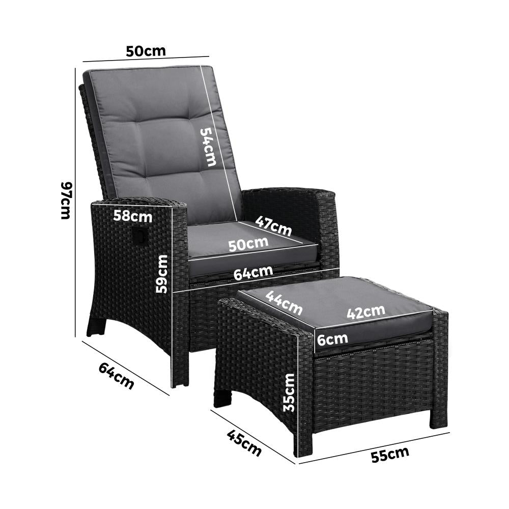 Amalfi Lux Rattan Wicker Outdoor Lounger Set | Weather Resistant Garden Patio Furniture | Adjustable Cushioned Lounger Sets