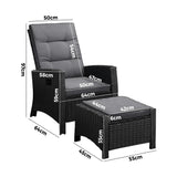 Amalfi Lux Rattan Wicker Outdoor Lounger Set | Weather Resistant Garden Patio Furniture | Adjustable Cushioned Lounger Sets