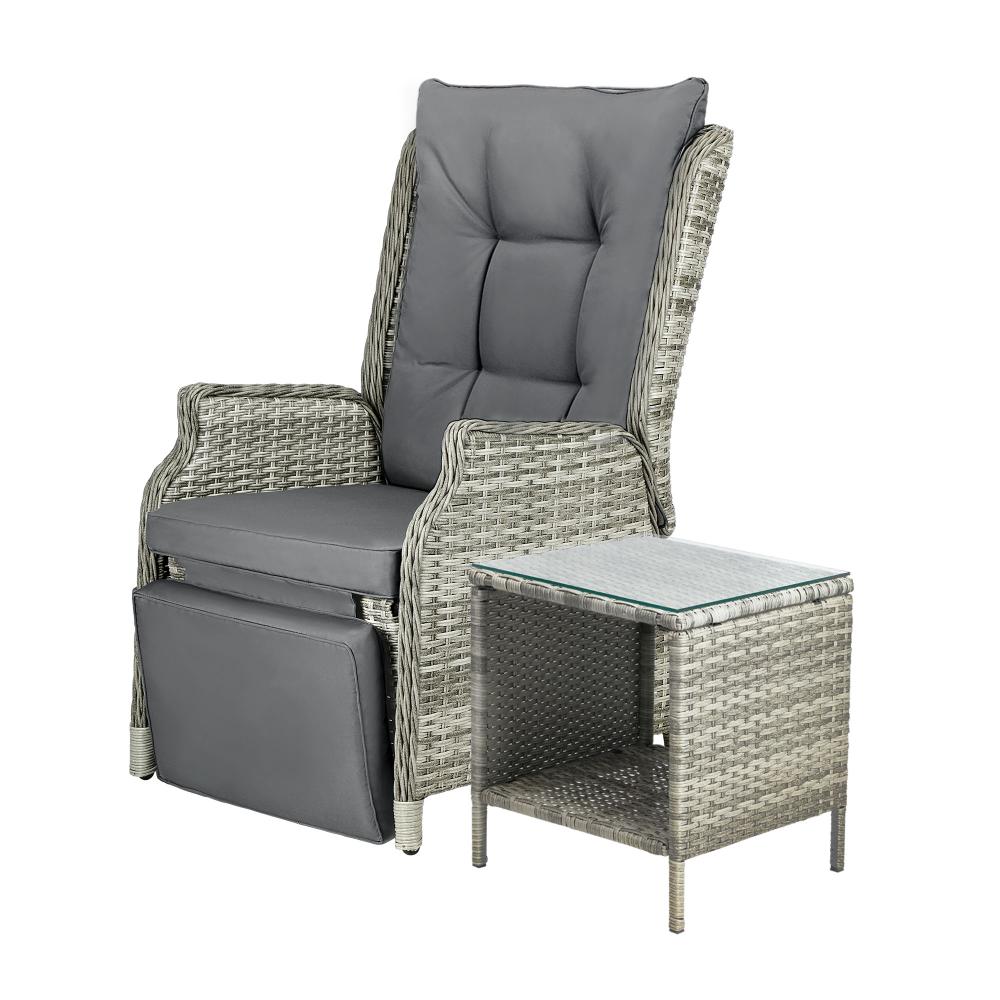 Positano Lux Rattan Wicker Outdoor Lounger Set | Weather Resistant Garden Patio Furniture | Adjustable Cushioned Lounger Sets