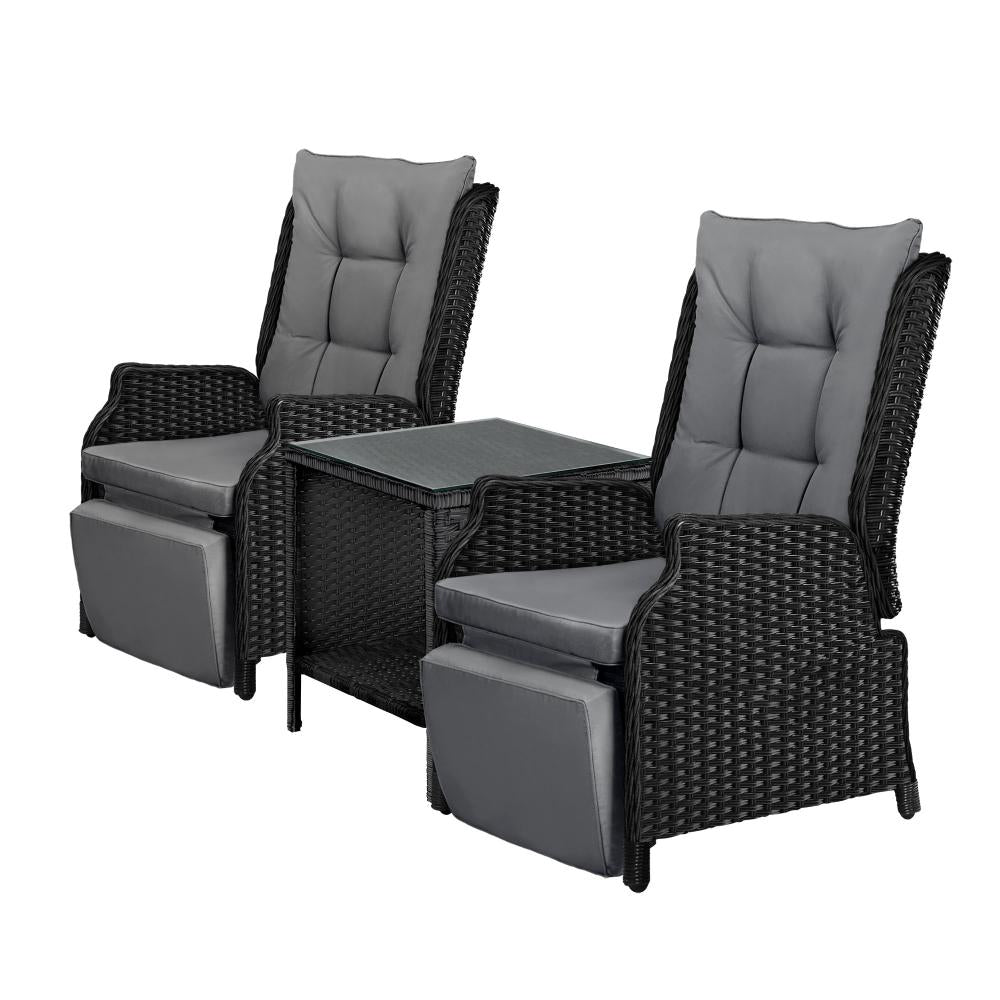 Positano Lux Rattan Wicker Outdoor Lounger Set | Weather Resistant Garden Patio Furniture | Adjustable Cushioned Lounger Sets