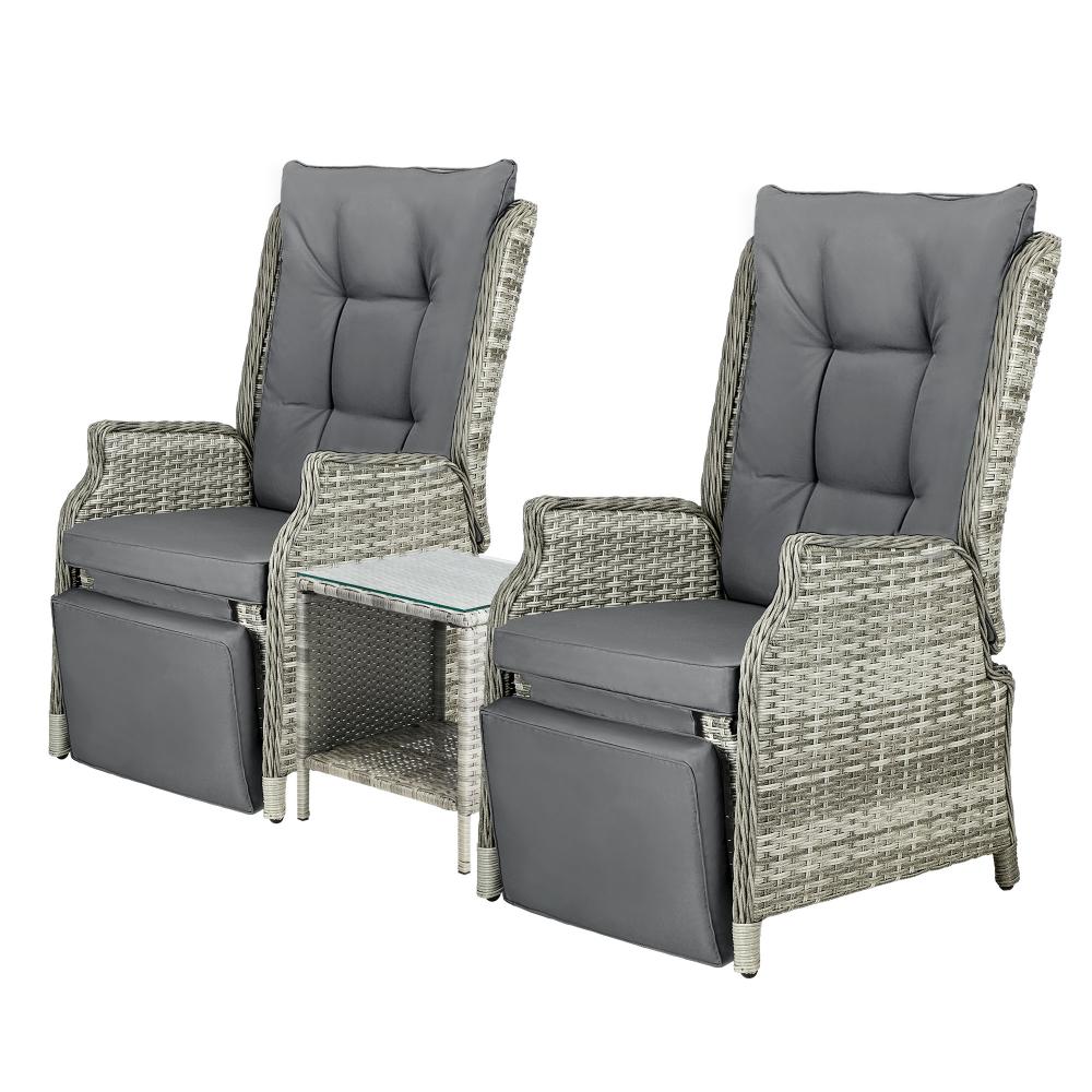 Positano Lux Rattan Wicker Outdoor Lounger Set | Weather Resistant Garden Patio Furniture | Adjustable Cushioned Lounger Sets