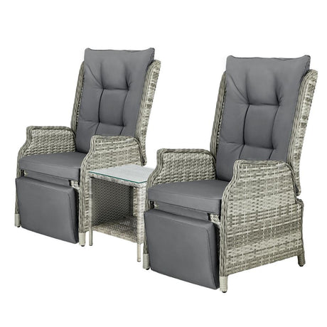 Positano Lux Rattan Wicker Outdoor Lounger Set | Weather Resistant Garden Patio Furniture | Adjustable Cushioned Lounger Sets