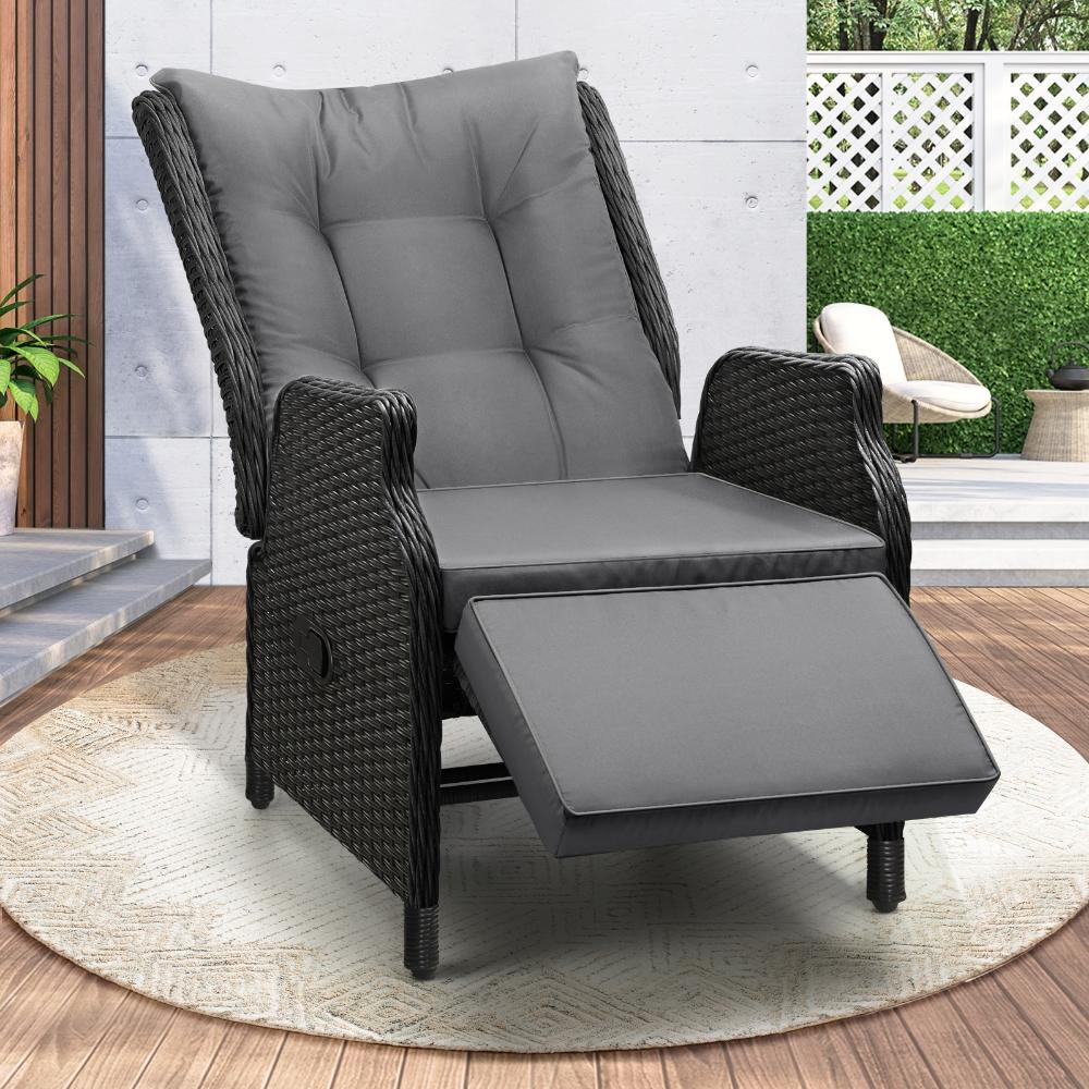 Positano Lux Rattan Wicker Outdoor Lounger Set | Weather Resistant Garden Patio Furniture | Adjustable Cushioned Lounger Sets