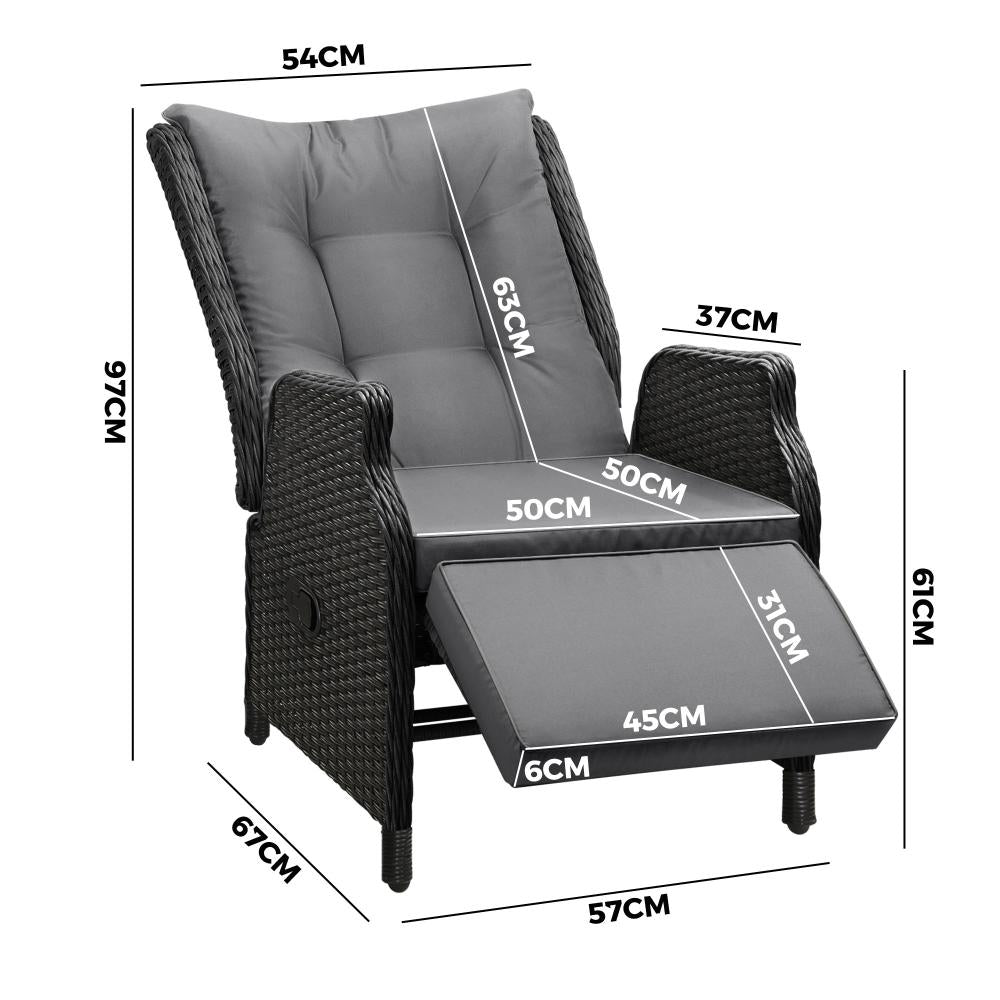 Positano Lux Rattan Wicker Outdoor Lounger Set | Weather Resistant Garden Patio Furniture | Adjustable Cushioned Lounger Sets