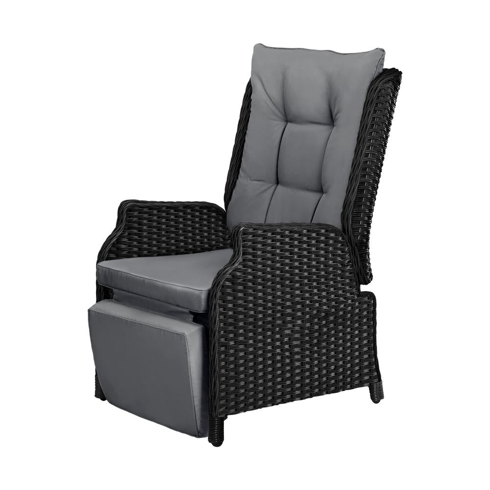 Positano Lux Rattan Wicker Outdoor Lounger Set | Weather Resistant Garden Patio Furniture | Adjustable Cushioned Lounger Sets