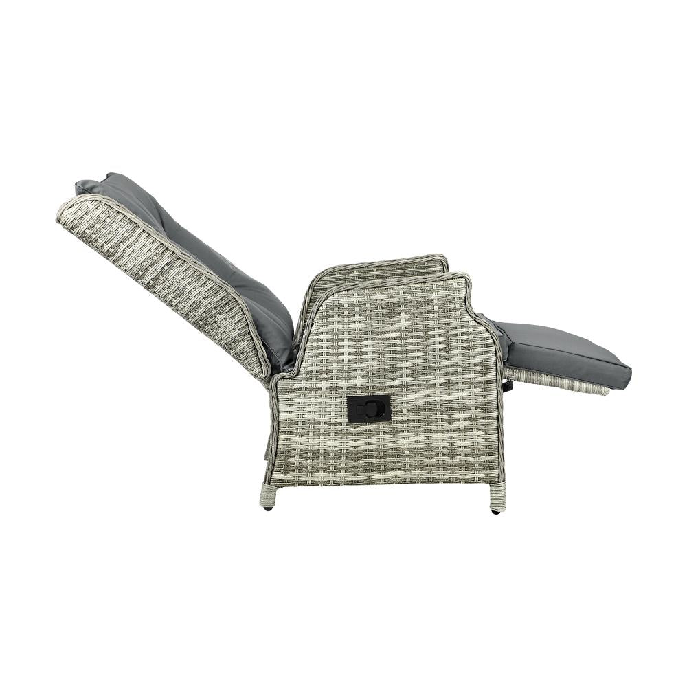 Positano Lux Rattan Wicker Outdoor Lounger Set | Weather Resistant Garden Patio Furniture | Adjustable Cushioned Lounger Sets