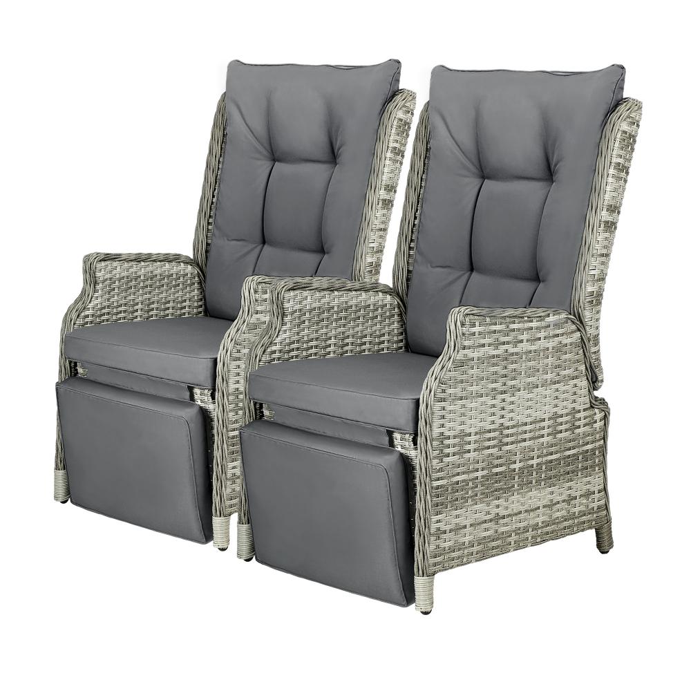 Positano Lux Rattan Wicker Outdoor Lounger Set | Weather Resistant Garden Patio Furniture | Adjustable Cushioned Lounger Sets