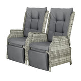 Positano Lux Rattan Wicker Outdoor Lounger Set | Weather Resistant Garden Patio Furniture | Adjustable Cushioned Lounger Sets