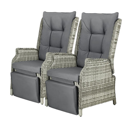 Positano Lux Rattan Wicker Outdoor Lounger Set | Weather Resistant Garden Patio Furniture | Adjustable Cushioned Lounger Sets