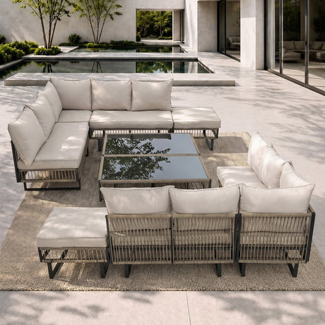 Surra Modern Cushioned Outdoor Sofa Set with Table | Soft Durable Outdoor Seating Furniture Set