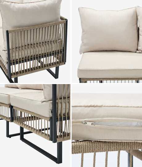 Surra Modern Cushioned Outdoor Sofa Set with Table | Soft Durable Outdoor Seating Furniture Set