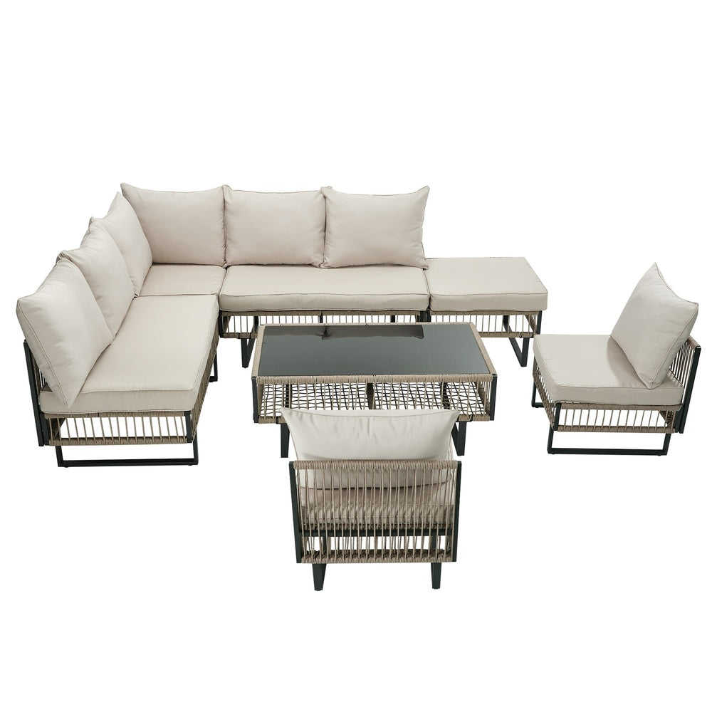 Surra Modern Cushioned Outdoor Sofa Set with Table | Soft Durable Outdoor Seating Furniture Set
