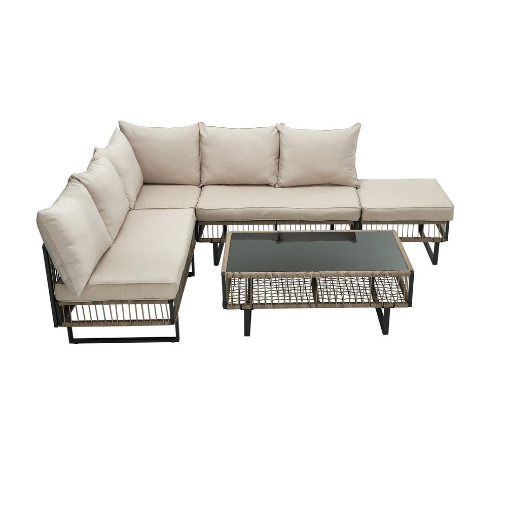 Surra Modern Cushioned Outdoor Sofa Set with Table | Soft Durable Outdoor Seating Furniture Set
