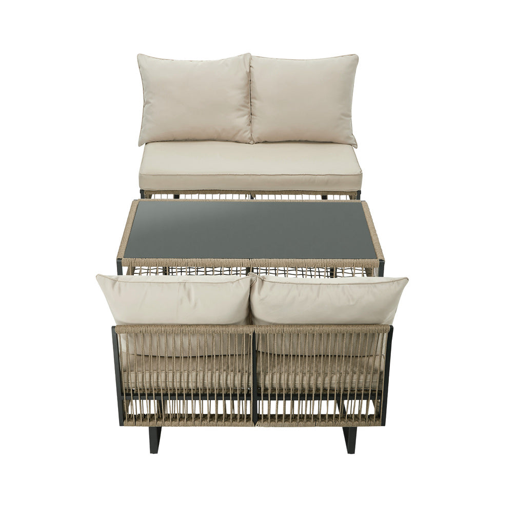 Surra Modern Cushioned Outdoor Sofa Set with Table | Soft Durable Outdoor Seating Furniture Set