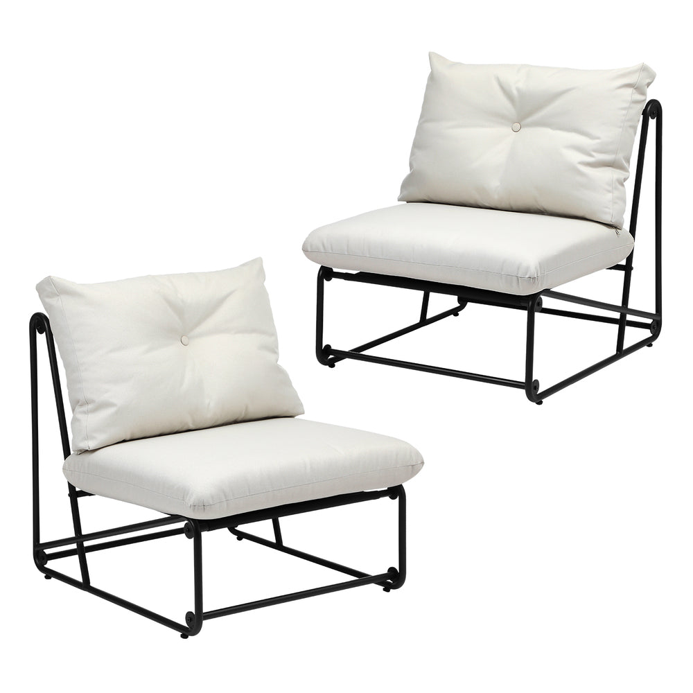 Set of Two Azzuro Plush Cushioned Weatherproof Outdoor Lounge Chairs | Super Comfy Outdoor Sofa Chairs