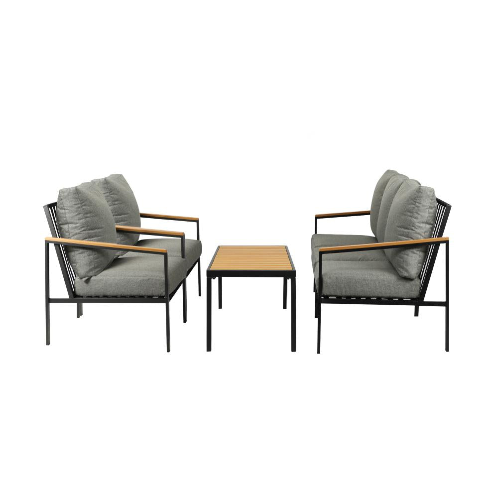 Peruzzi Deluxe Outdoor Furniture Set | Cushioned Metal Wood Patio Setting