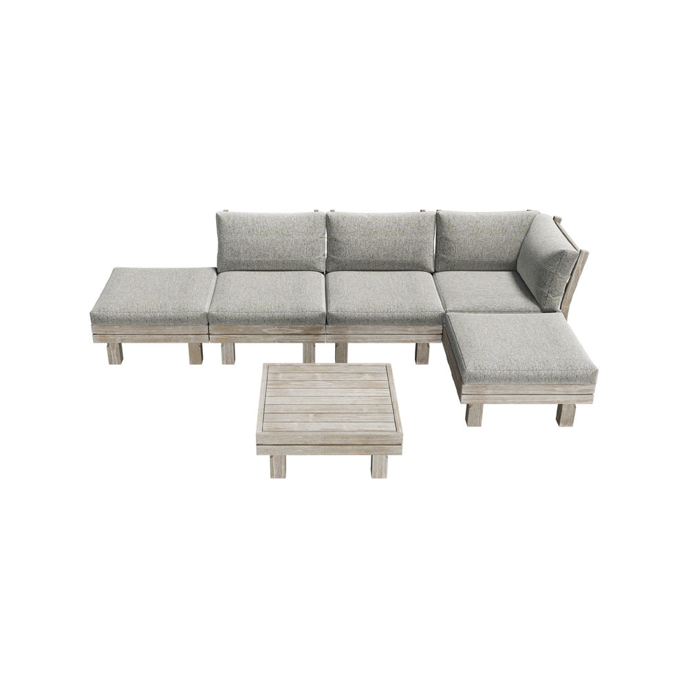 Milano Luxe Wooden Outdoor Lounge Set with Table | Modern Soft Extra Wide Cushions Outdoor Sofa Set