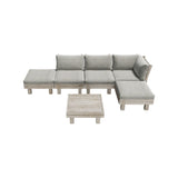 Milano Luxe Wooden Outdoor Lounge Set with Table | Modern Soft Extra Wide Cushions Outdoor Sofa Set
