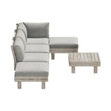 Milano Luxe Wooden Outdoor Lounge Set with Table | Modern Soft Extra Wide Cushions Outdoor Sofa Set
