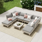 Milano Luxe Wooden Outdoor Lounge Set with Table | Modern Soft Extra Wide Cushions Outdoor Sofa Set