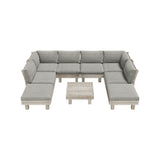 Milano Luxe Wooden Outdoor Lounge Set with Table | Modern Soft Extra Wide Cushions Outdoor Sofa Set
