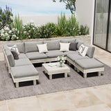 Milano Luxe Wooden Outdoor Lounge Set with Table | Modern Soft Extra Wide Cushions Outdoor Sofa Set