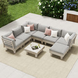 Milano Luxe Wooden Outdoor Lounge Set with Table | Modern Soft Extra Wide Cushions Outdoor Sofa Set