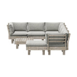 Milano Luxe Wooden Outdoor Lounge Set with Table | Modern Soft Extra Wide Cushions Outdoor Sofa Set