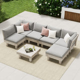 Milano Luxe Wooden Outdoor Lounge Set with Table | Modern Soft Extra Wide Cushions Outdoor Sofa Set