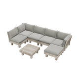 Milano Luxe Wooden Outdoor Lounge Set with Table | Modern Soft Extra Wide Cushions Outdoor Sofa Set