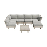 Milano Luxe Wooden Outdoor Lounge Set with Table | Modern Soft Extra Wide Cushions Outdoor Sofa Set