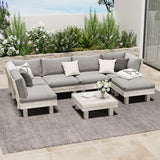 Milano Luxe Wooden Outdoor Lounge Set with Table | Modern Soft Extra Wide Cushions Outdoor Sofa Set