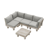 Milano Luxe Wooden Outdoor Lounge Set with Table | Modern Soft Extra Wide Cushions Outdoor Sofa Set